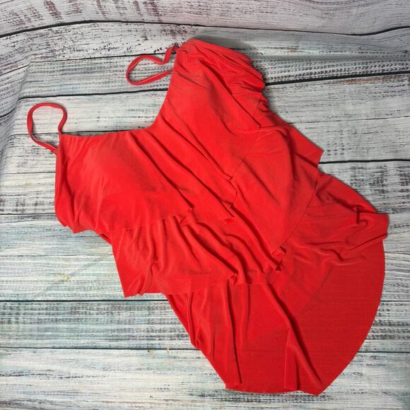 Magicsuit Coral Tankini Top Layered Ruffles Lg - Picture 1 of 3